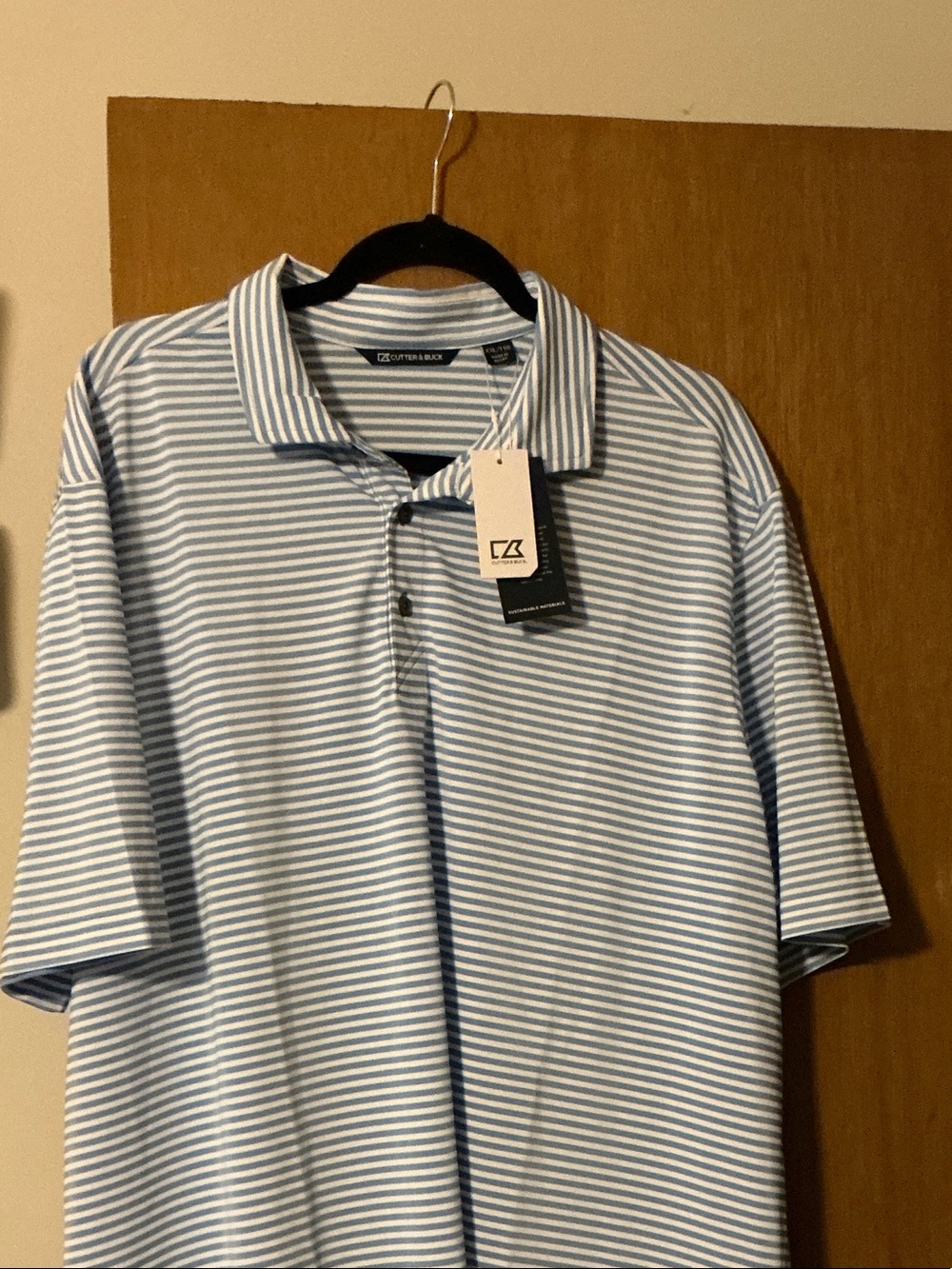 Men's Light Blue Striped Polo Shirt